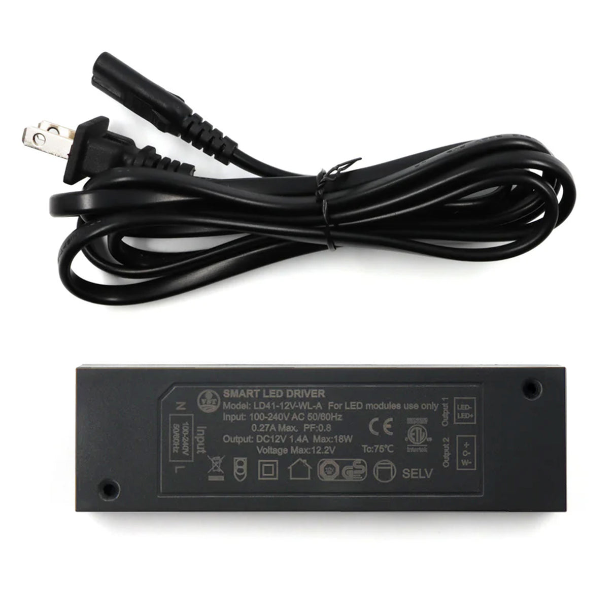 LD41 12V Cabinet Light Transformer for Wireless Sensor Switch 18W Brightness Adjustable LED Power Supply with ETL Certificated