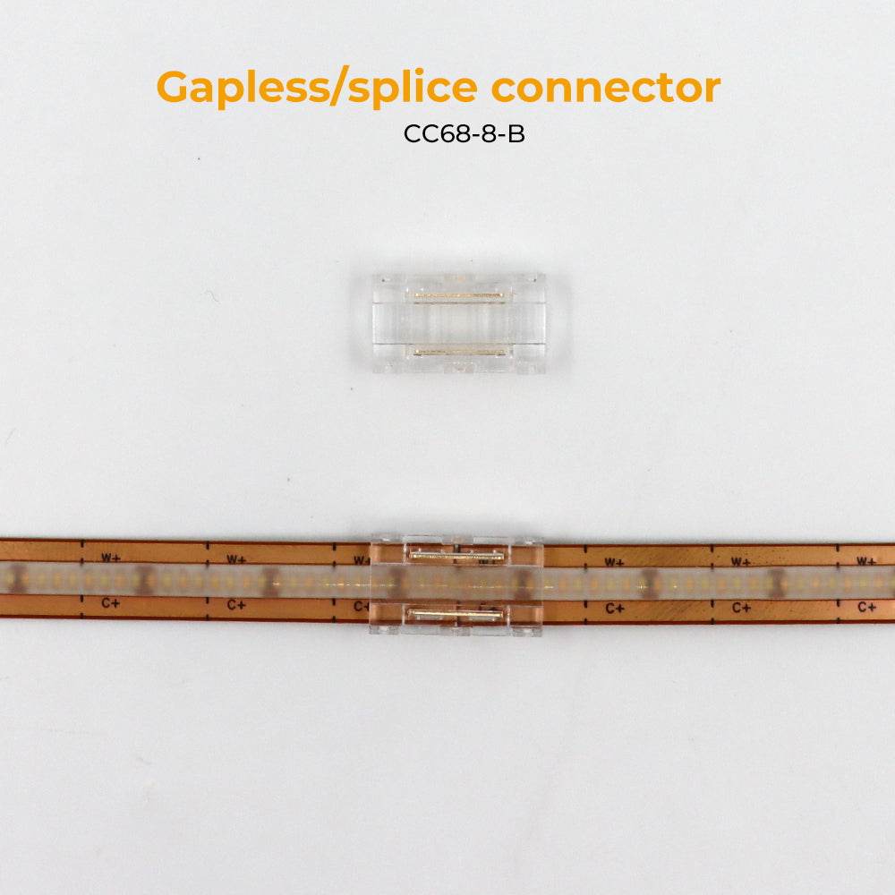 2Pin 8mm 12V Solderless COB LED Strip Connectors Kit( COB mini crystal buckle) With Fast Connectable, Gapless/Splice Connector & L-shaped/Corner Connector