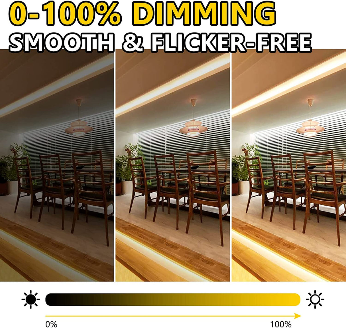 FB16 8mm Cuttable COB LED Strip Light 12V 9.6W/m UL Listed LED Strips with Tunable CCT 2700K–6500K CRI 90+ for Cabinet and Living Room