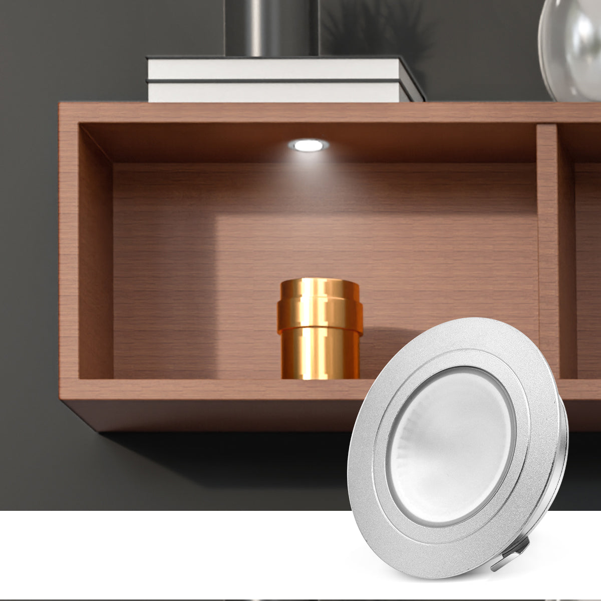 CB29 12V 2.5W Recessed or Surface Mounted Undercabinet 3000K LED Puck Light for Kitchen Living Room and Undercabinet