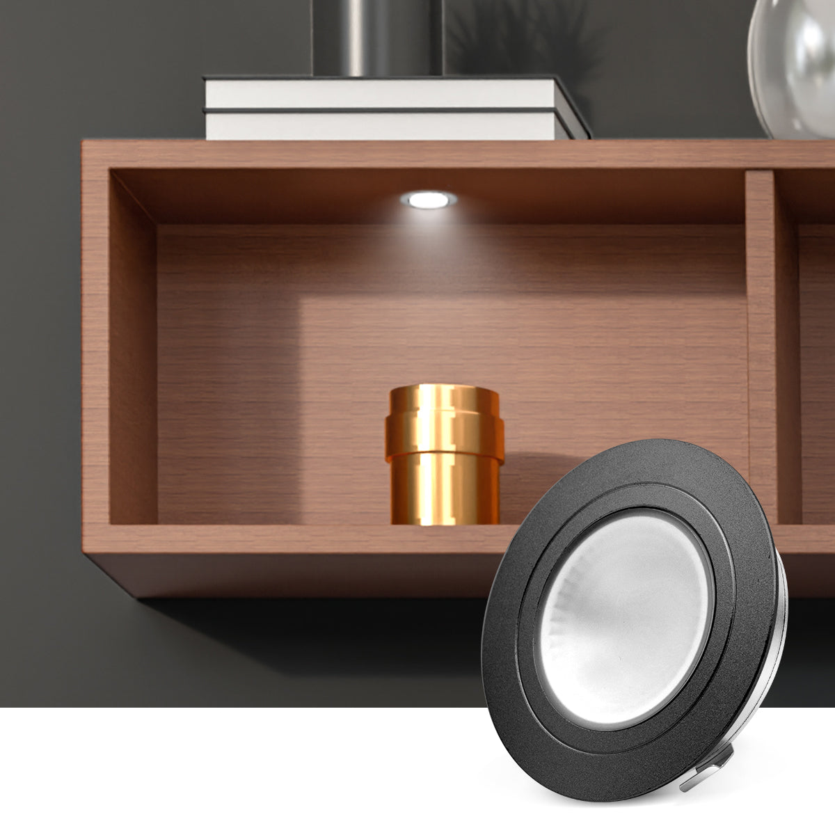 CB29 12V 2.5W Recessed or Surface Mounted Undercabinet 3000K LED Puck Light for Kitchen Living Room and Undercabinet