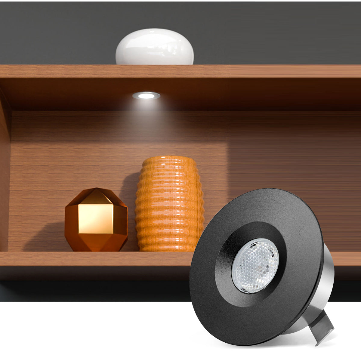 CB15 12V 1.5W 3000K Mini LED Puck Light Recessed Mounted for Bedroom Reading Room & Cloakroom