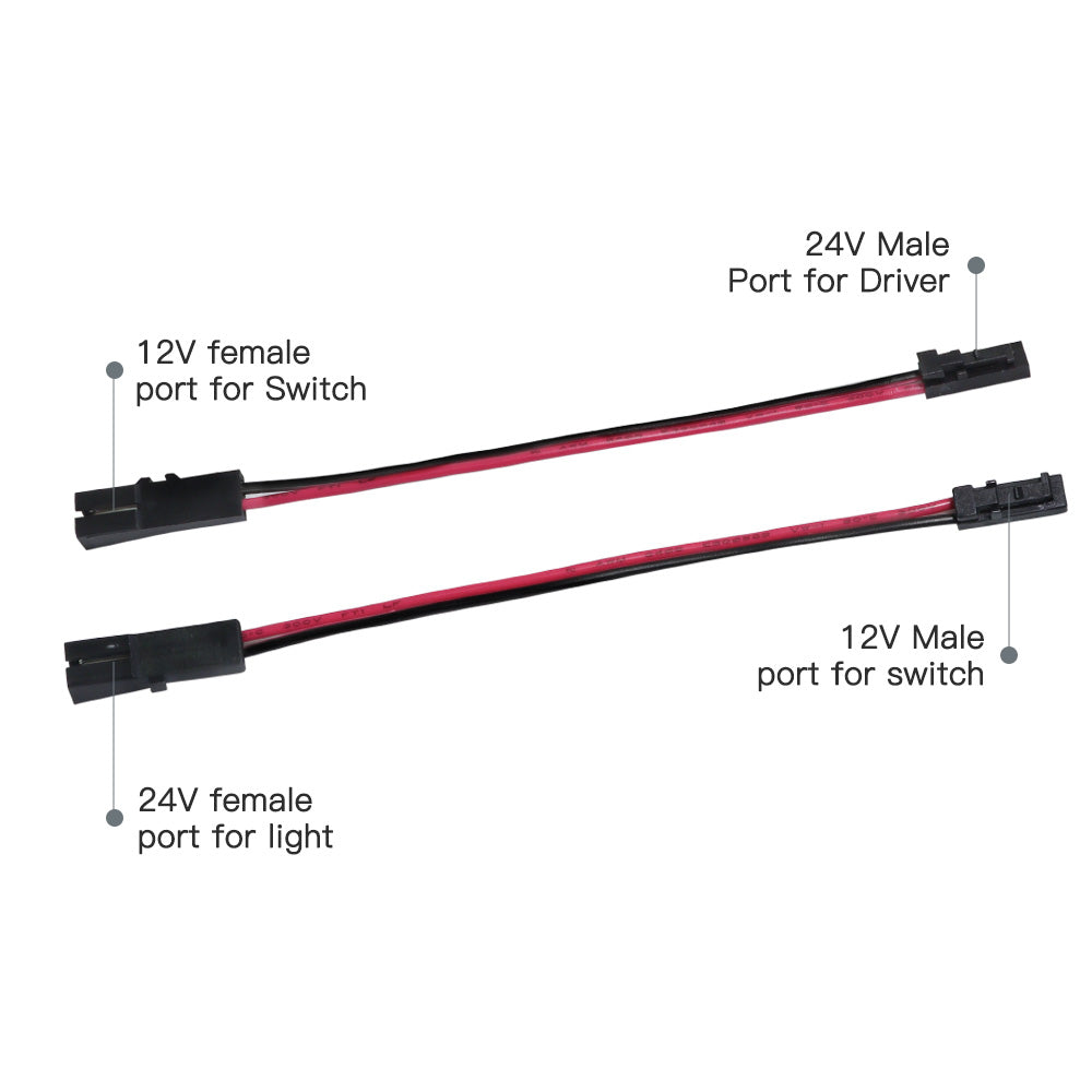Conversion Cable Kit 12V to 24V with Plug-and-Play Male and Female Connectors for Sensor Switch