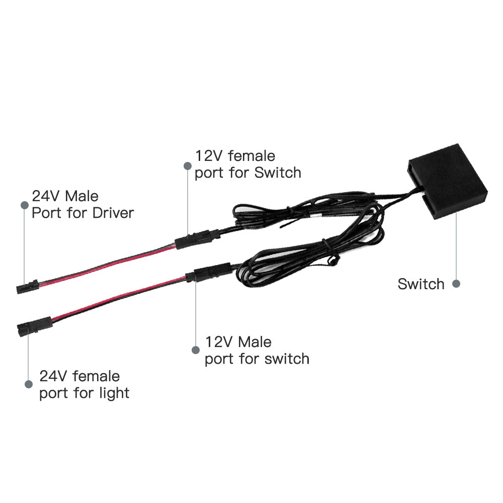 Conversion Cable Kit 12V to 24V with Plug-and-Play Male and Female Connectors for Sensor Switch