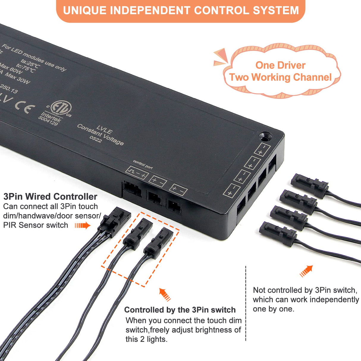 LD71 12V 60W Power Supply Converter Constant Voltage LED Power Supply JST Connector Port, LED Driver for LED Strip Lights