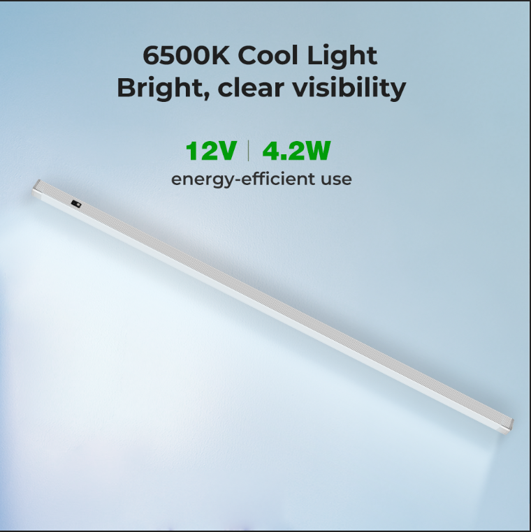 HS03 LED Cabinet Light 12V 4.2W Door Activated Light Bar 6500K 22.17″ for Drawer Lighting