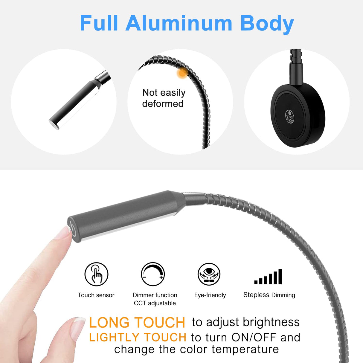 RL18 12V LED Reading Light, 14.1W with Adjustable CCT 2700K–6500K Wall Mounted Book Light with USB Charging Port for Bedrooms, Hotels