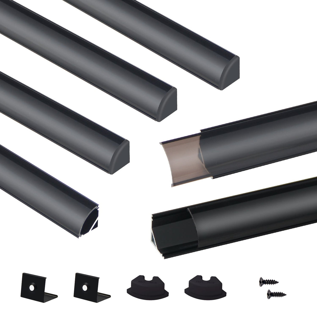 AP59 LED Aluminum Channel Kit 6PCS for Strip Lights - Black/Black Versatile & Easy Install | VST