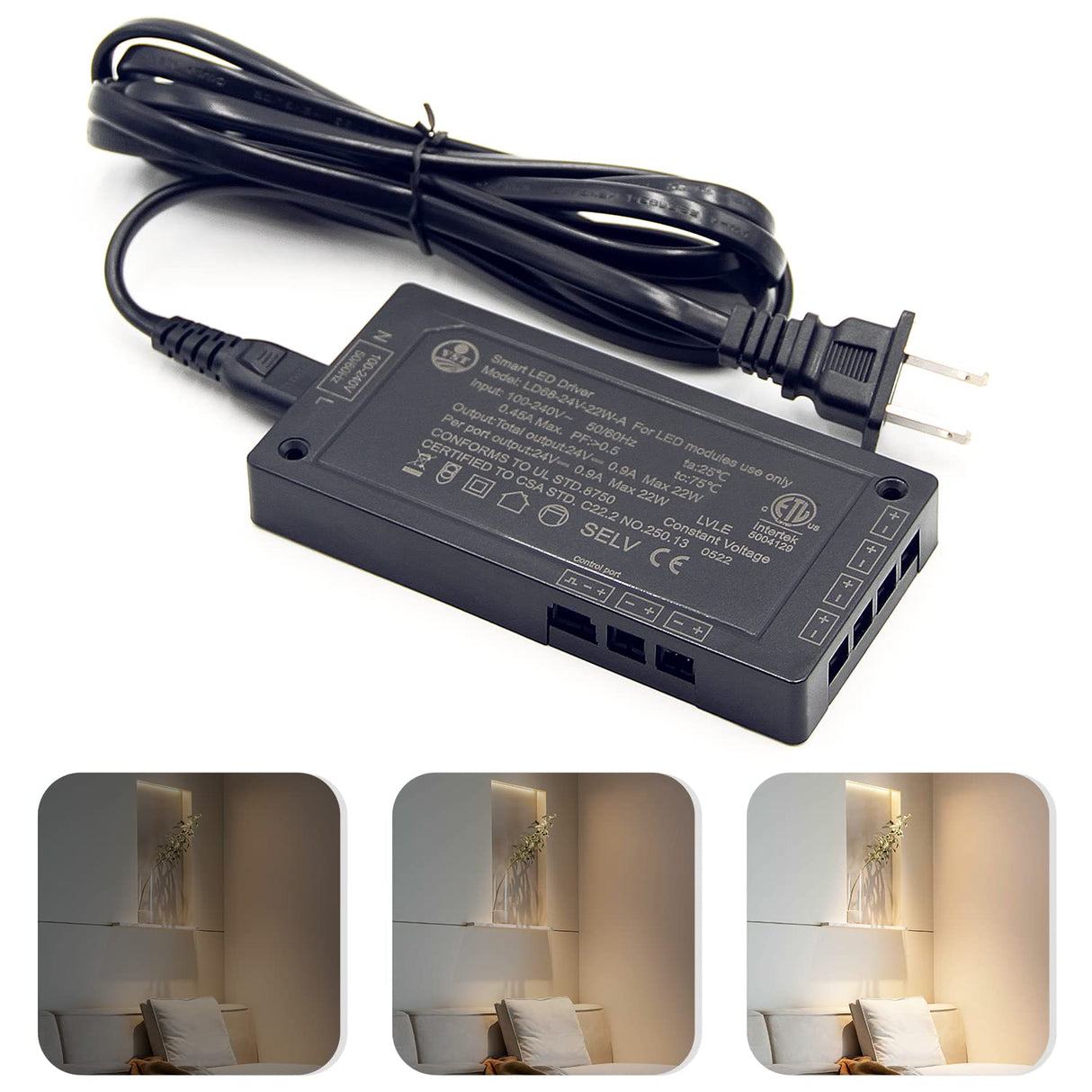 LD68 24V 22W Power Supply Constant Voltage LED Power Supply JST Connector Port, LED Driver for LED Strip Lights