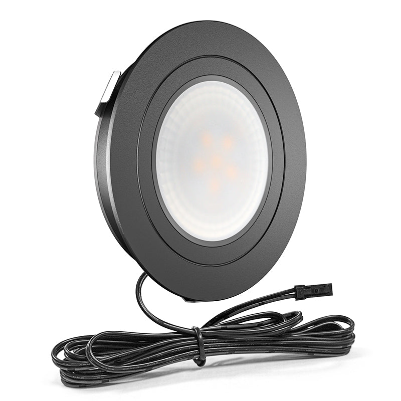 CB29 12V 2.5W Recessed or Surface Mounted Undercabinet 3000K LED Puck Light for Kitchen Living Room and Undercabinet