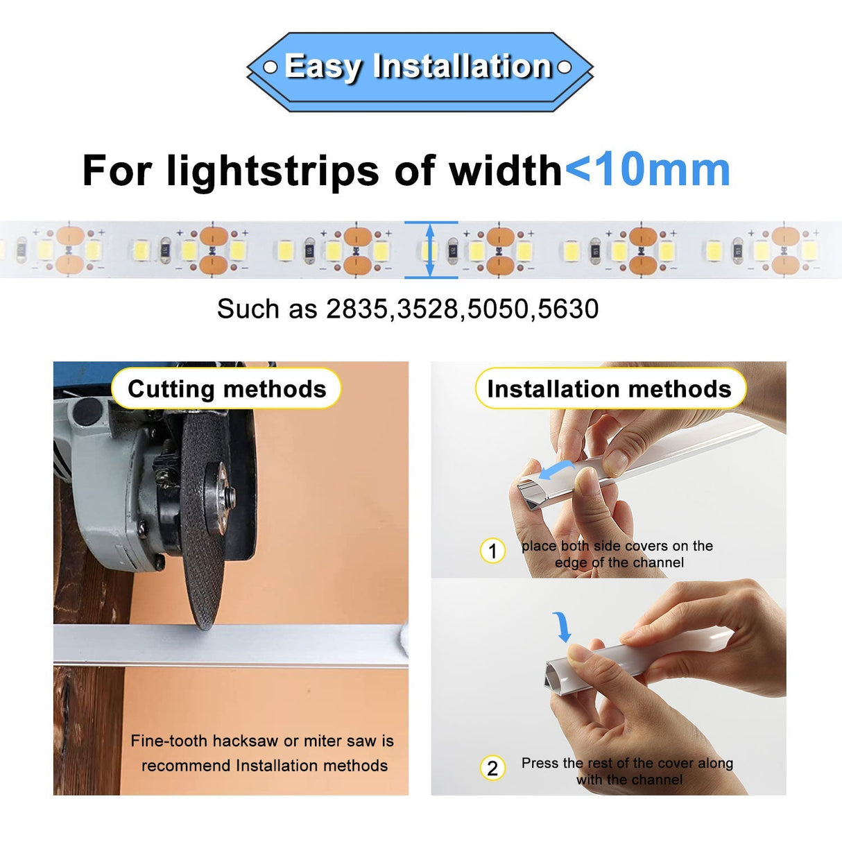 AP59 Silver LED Aluminum Channel With Milky PC Cover 6 Pcs for LED Strip Lights