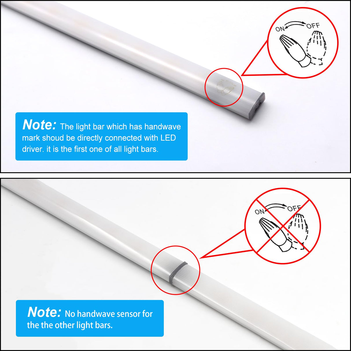 HS07 Motion Sensor Light Indoor, Under Cabinet Lights Plug in, Closet Lights, Stepless Dimming, Hand Wave Activated for Kitchen Shelf Cupboard Closet Workbench (12 in 4000K)