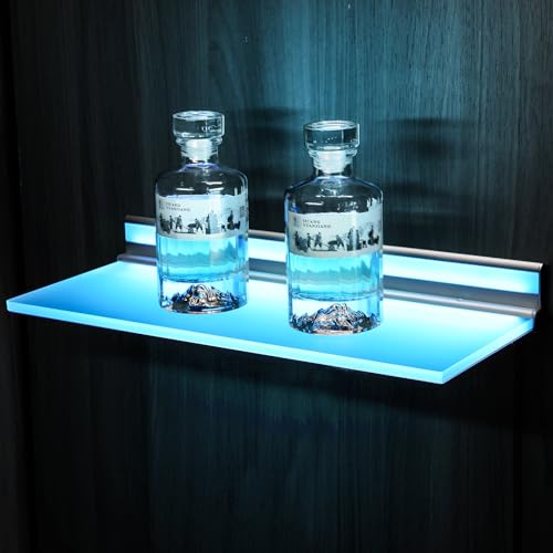 SL04 Floating Shelves with RGB LED Lights, Smart Wall-Mounted Metal Shelf, Works with Alexa & Google Assistant, App & Handwave Control, for Bedroom Living Room Bathroom, Set of 2