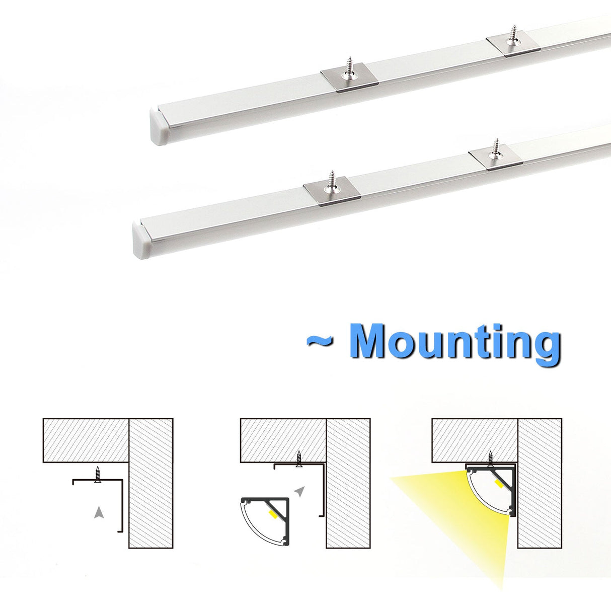 AP59 Silver LED Aluminum Channel With Milky PC Cover 6 Pcs for LED Strip Lights
