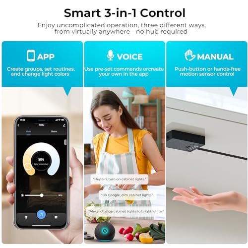 SL04 Floating Shelves with RGB LED Lights, Smart Wall-Mounted Metal Shelf, Works with Alexa & Google Assistant, App & Handwave Control, for Bedroom Living Room Bathroom, Set of 2