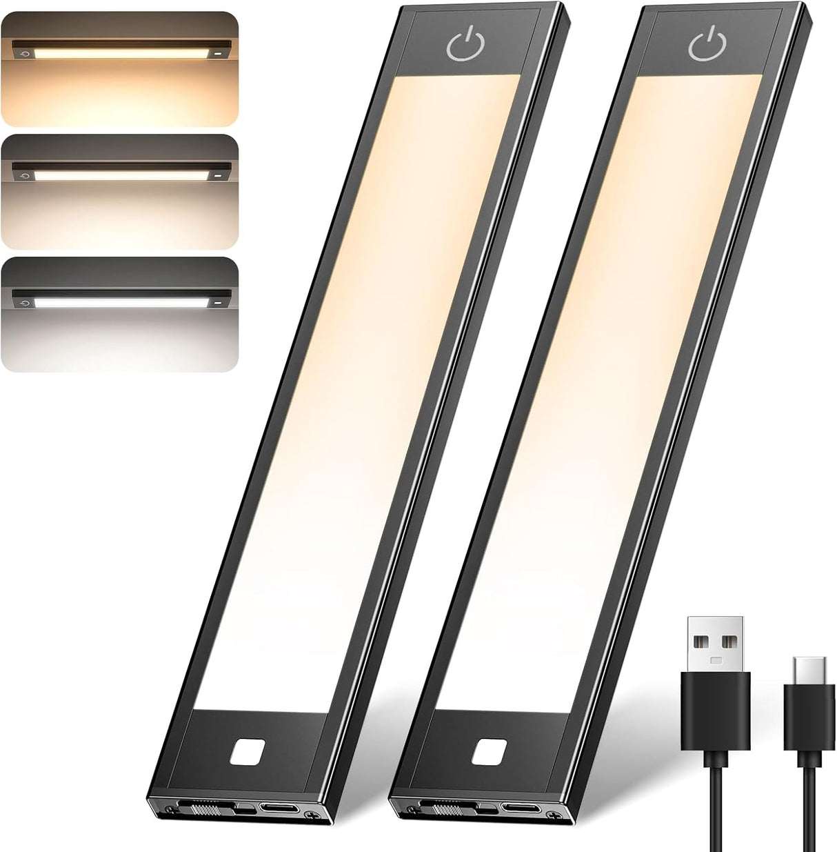 BT09 230mm LED Motion Sensor Light 2800K to 6000K Adjustable White 3.7V 1W Black for Closets Cabinets Storage Shelves