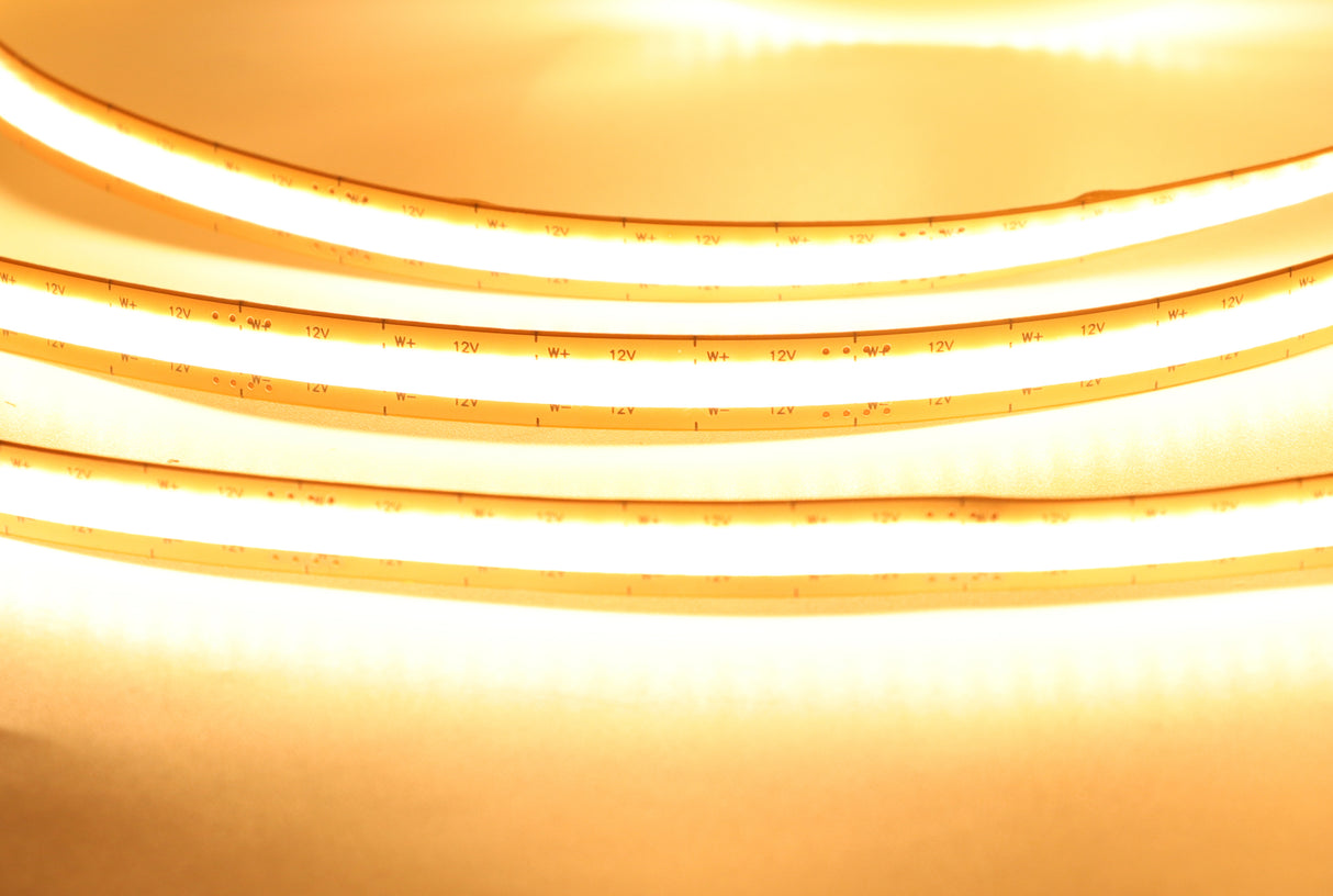 FB16 8mm Cuttable COB LED Strip Light 12V 9.6W/m UL Listed LED Strips with Tunable CCT 2700K–6500K CRI 90+ for Cabinet and Living Room