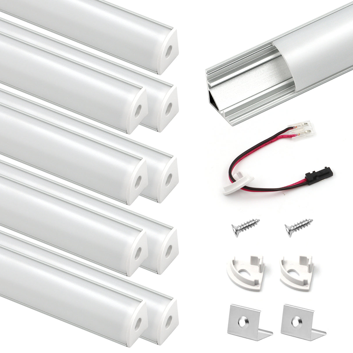 APC7 LED Aluminum Profile 10 Packs 3.3ft with Milky PC Covers and 10 Quick-Link Plugin Connectors for Mini Cut/Free Cut 8mm PCB Width LED Strip Light Cabinet Lighting