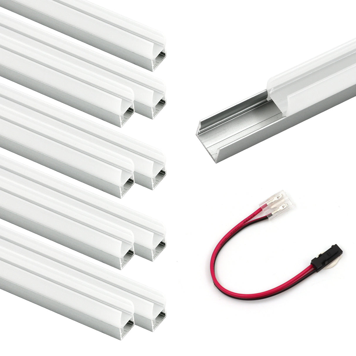 APC9 LED Aluminum Profile 10 Packs 3.3ft with Quick-Link Plugin Connectors and Milky Cover for Mini Cut/Free Cut 8mm PCB Width LED Strip Light Cabinet Lighting