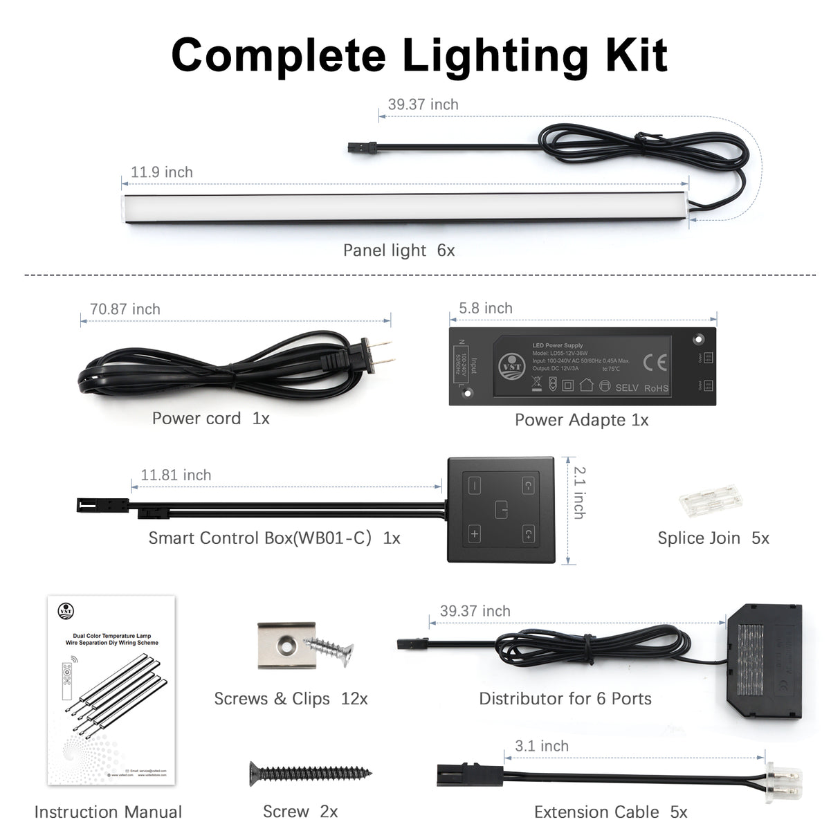 APE2 Under Cabinet LED Lighting Kit, Touch Control CCT 2700K-6500K Linear Light Bars, UL Listed Ra90+, Linkable Cabinet Lights for Kitchen Counter, Desk, Shelf & Reading Table(Black)