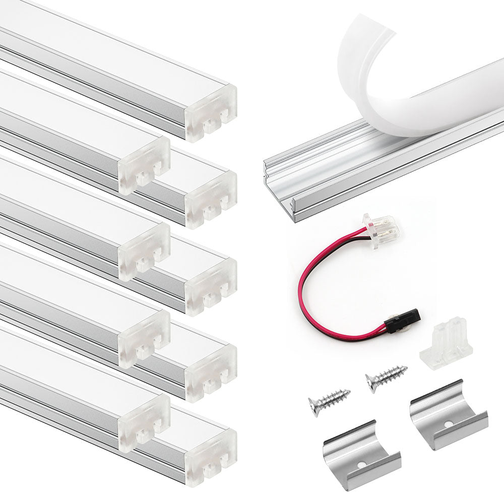 APE2 LED Aluminum Profile 10 Packs 3.3ft with Silicone Covers and 10 Quick-Link Plugin Connectors for Mini Cut/Free Cut 8mm PCB Width LED Strip Light Cabinet Lighting