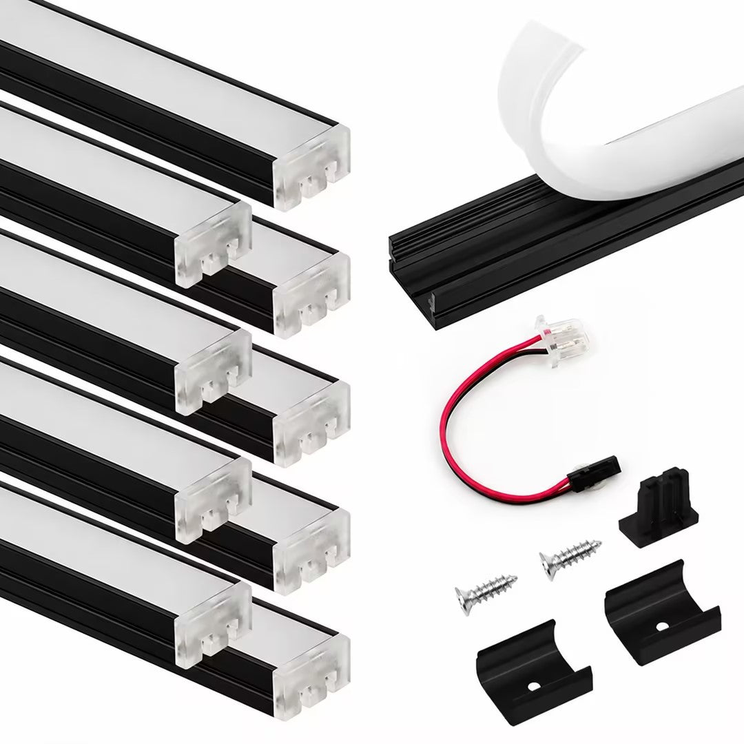 APE2 LED Aluminum Profile 10 Packs 3.3ft with Silicone Covers and 10 Quick-Link Plugin Connectors for Mini Cut/Free Cut 8mm PCB Width LED Strip Light Cabinet Lighting