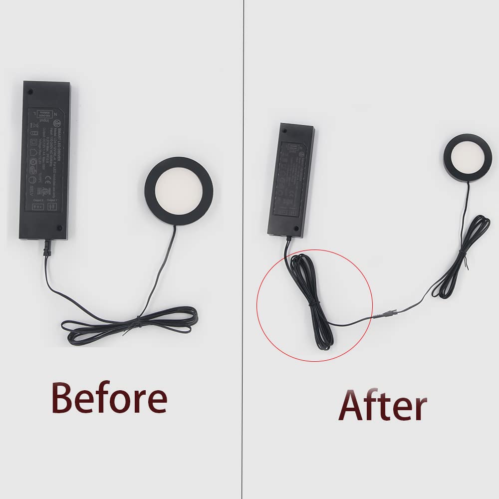 CC27-2 Black Flexible Extendable Cable 6.56ft with 12V JST Connector Male and Female for 12V Puck Lights, LED Strip Light, 12V Driver