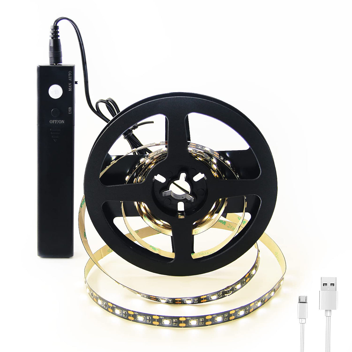 BT13 LED Strip Light, Motion Sensor LED Tape Light with Battery Operated for Closet Wardrobe Stair Bedroom (3000K Warm White) 6.56ft