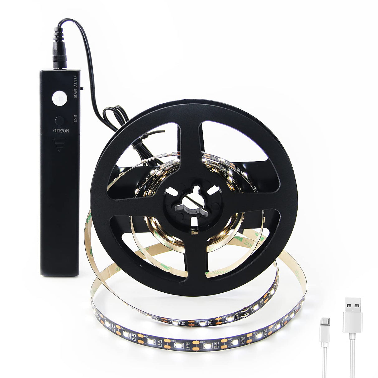 BT13 LED Strip Light, Motion Sensor LED Tape Light with Battery Operated for Closet Wardrobe Stair Under Counter Cabinet Bedroom (6500K Cool White) 6.56ft