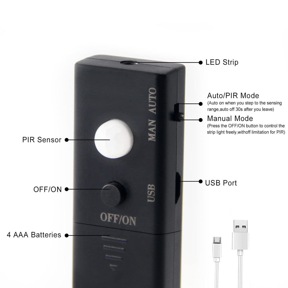 BT13 LED Strip Light, Motion Sensor LED Tape Light with Battery Operated for Closet Wardrobe Stair Under Counter Cabinet Bedroom (6500K Cool White) 6.56ft