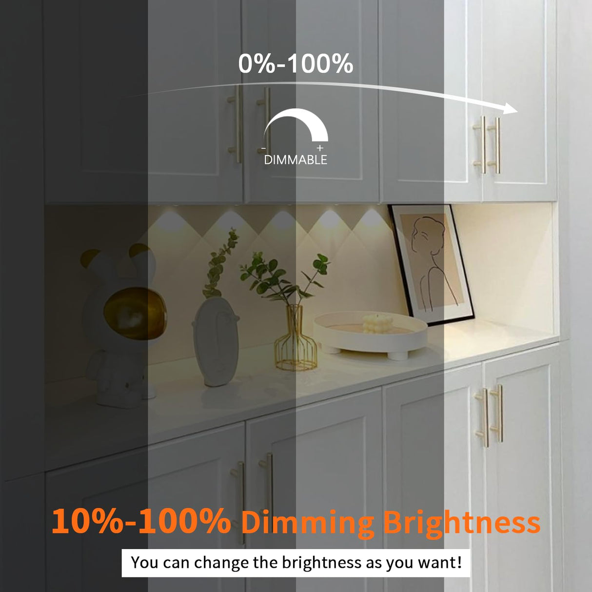 PL05 12V 1.8W CCT LED Puck Light 3000K-6000K with Wired Touch Sensor Switch for Studio Bedroom & Living Room