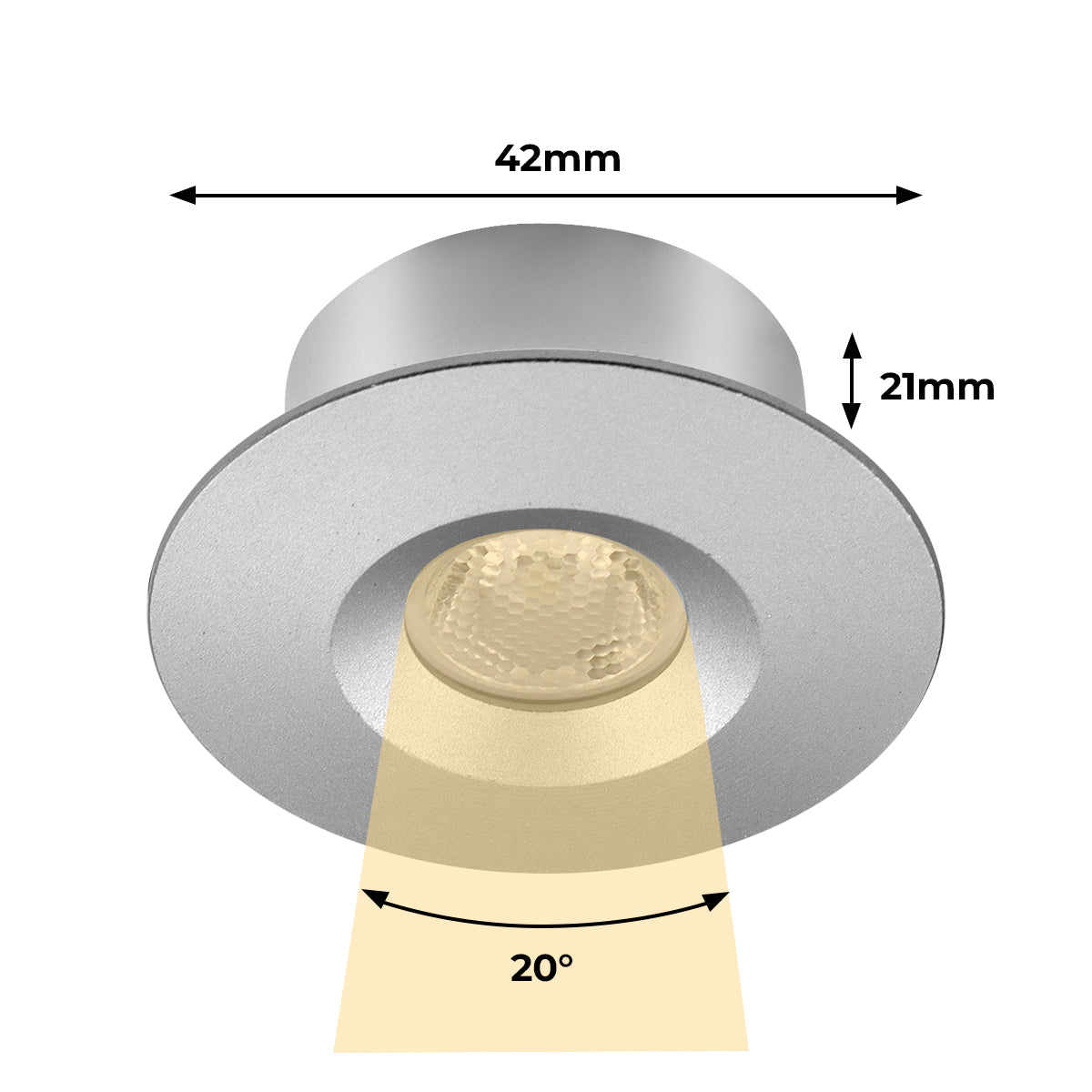 CB15 12V 1.5W 6000K Mini LED Puck Light Recessed Mounted for Display Cabinet Kitchen & Living Room