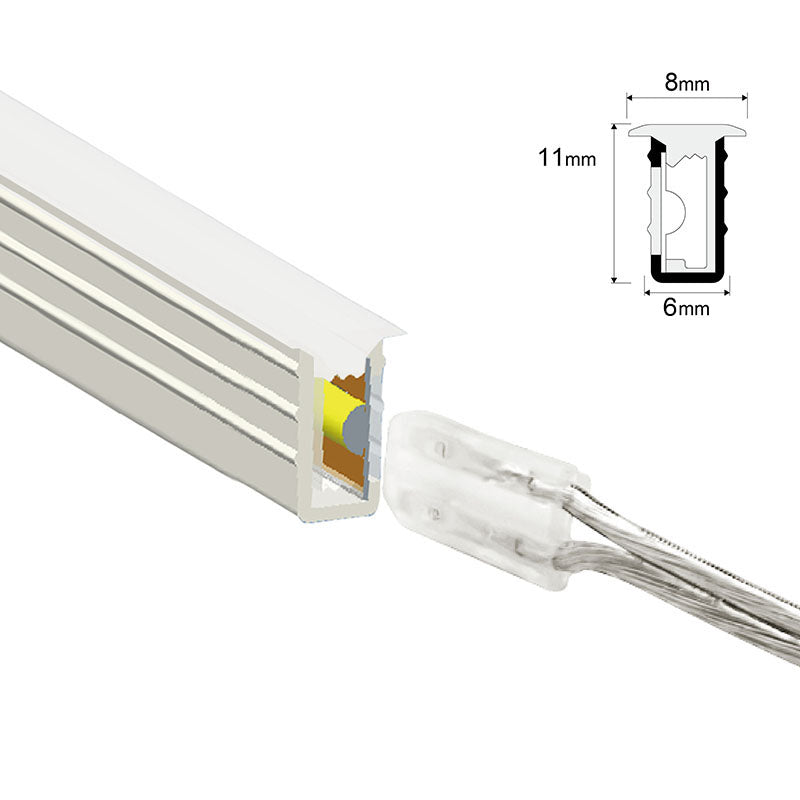 CV88 8mm Silicone Light 12V 9.6W/m 3000K Side-Emitting Light Strip CRI 90+ Dust and Moisture Proof for Mirror and Wardrobe