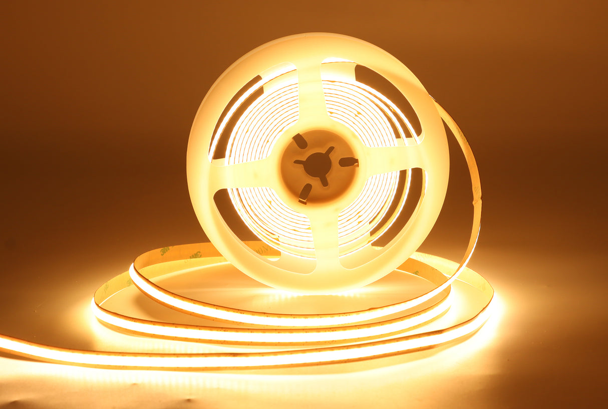 FB16 8mm Cuttable COB LED Strip Light 12V 9.6W/m UL Listed LED Strips with Tunable CCT 2700K–6500K CRI 90+ for Cabinet and Living Room