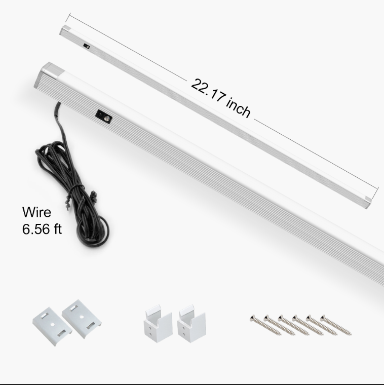 HS03 LED Cabinet Light 12V 4.2W Door Activated Light Bar 6500K 22.17″ for Drawer Lighting