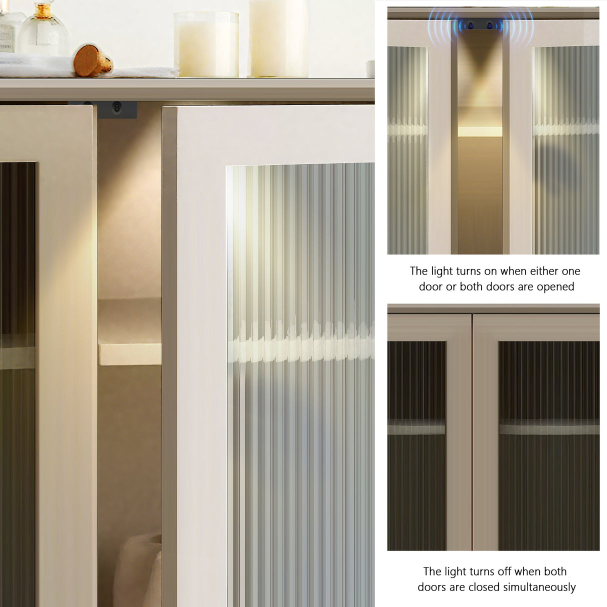 ID21 Wireless Double Door Sensor Switch – Surface/Recessed Mounted, Brightness Adjustable, Double Door Activated, for Dual-Door Wardrobes or Kitchen Cabinets