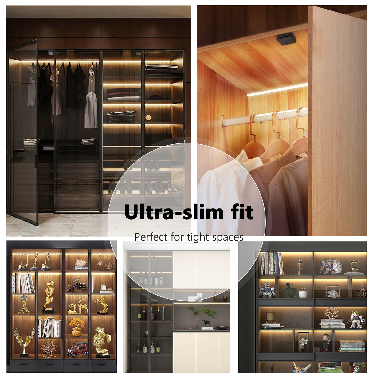 ID21 Wireless Double Door Sensor Switch – Surface/Recessed Mounted, Brightness Adjustable, Double Door Activated, for Dual-Door Wardrobes or Kitchen Cabinets