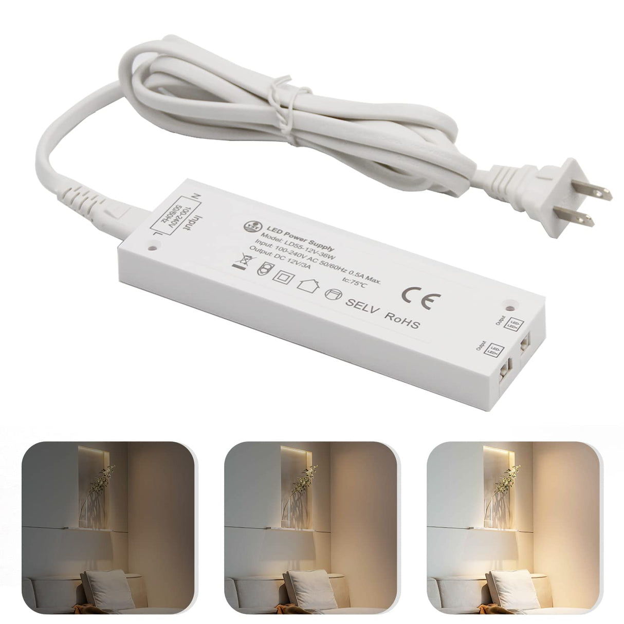 LD55-12V-36W LED Power Supply for LED Cabinet Lights