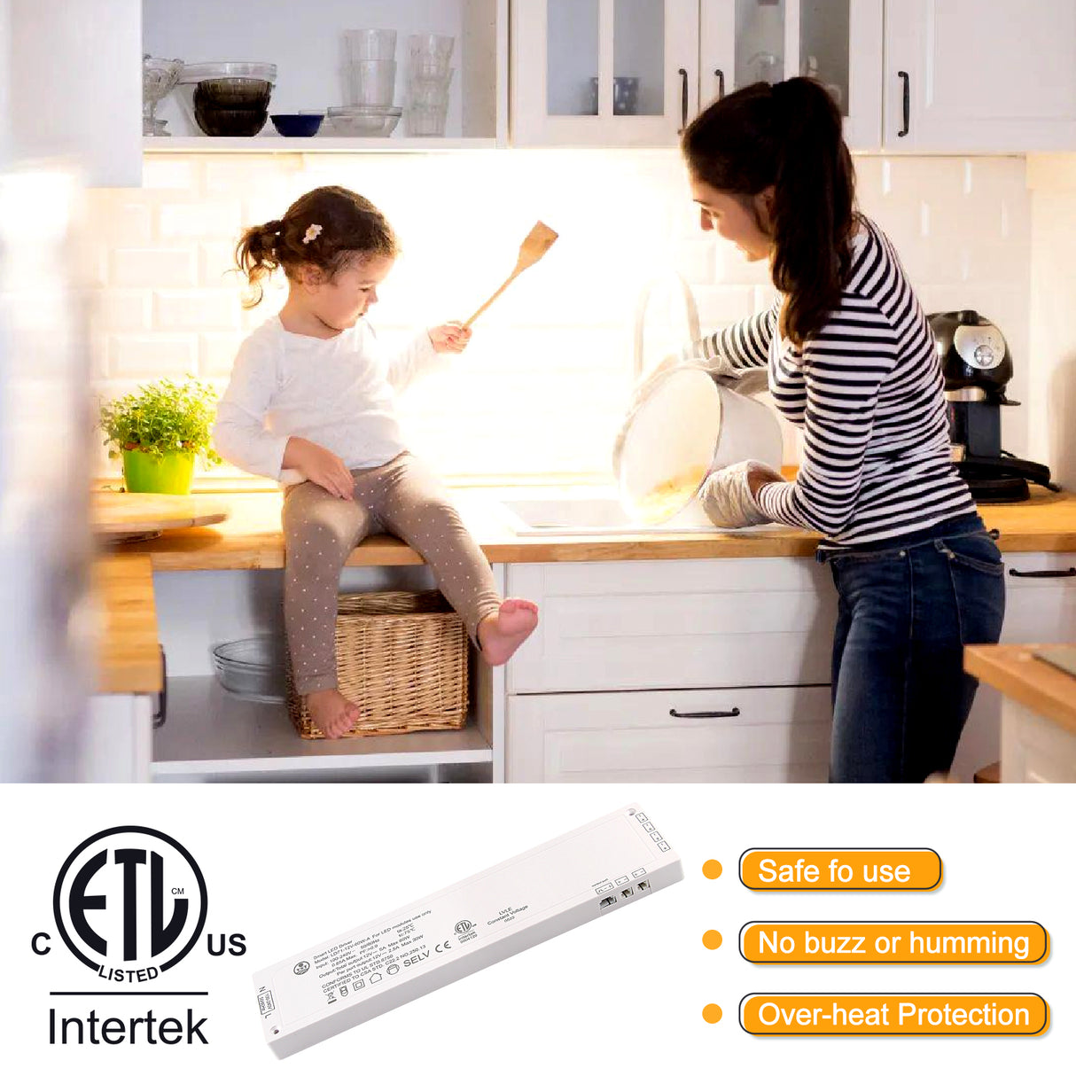 24V Black LED Driver, Dimmable,with 5.9ft Removable AC Cord & JST connecter Port