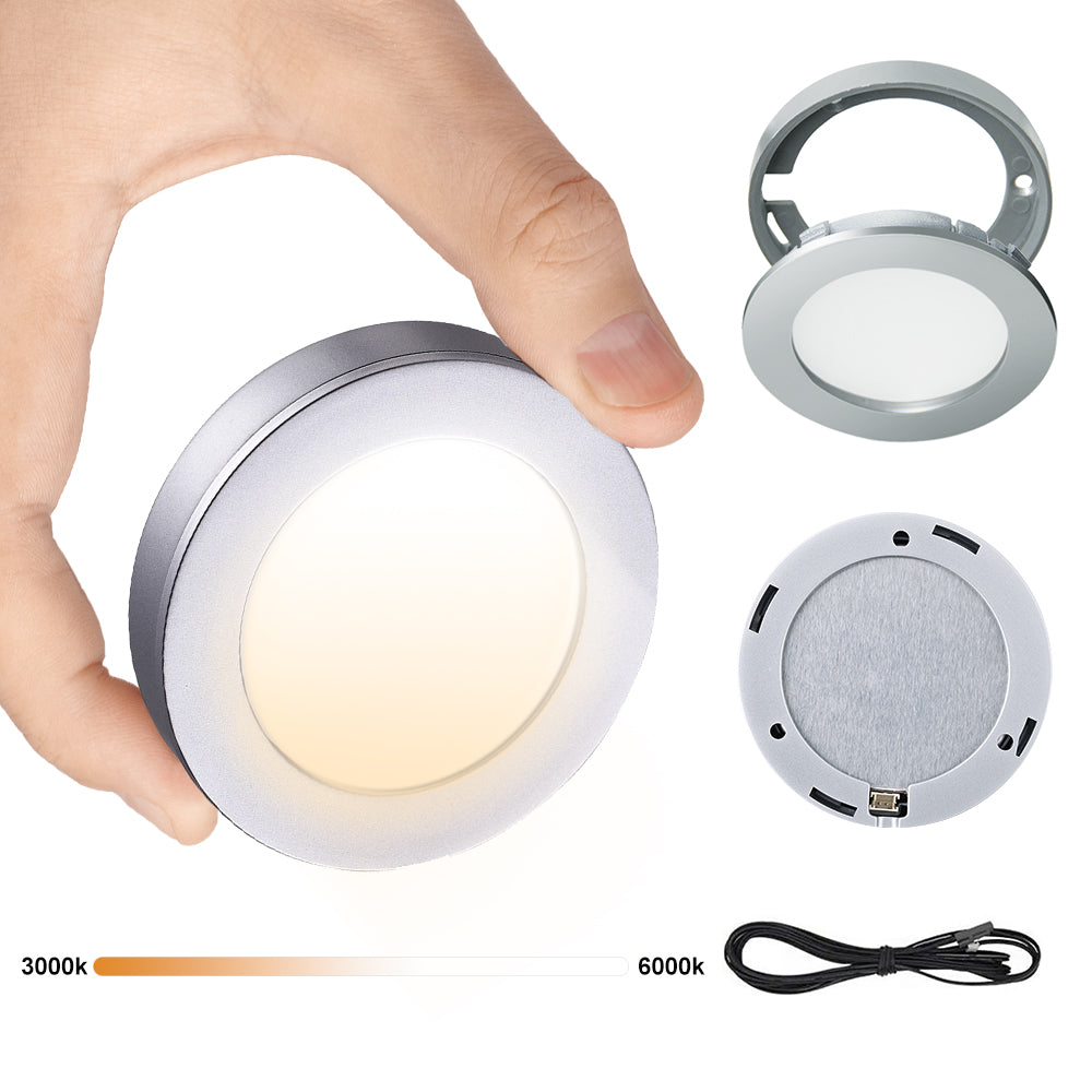 VST PL05 Cabinet Puck Light 12V 1.8W Mini Panel Light Recessed or Surface Mount LED Light for Kitchen, Wardrobe, Showcase Display