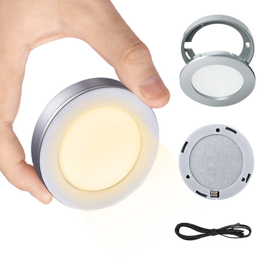 VST PL05 Cabinet Puck Light 12V 1.8W Mini Panel Light Recessed or Surface Mount LED Light for Kitchen, Wardrobe, Showcase Display