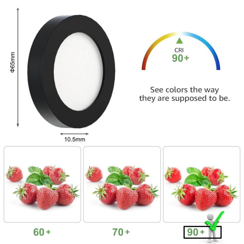 VST PL05 Cabinet Puck Light 12V 1.8W Mini Panel Light Recessed or Surface Mount LED Light for Kitchen, Wardrobe, Showcase Display
