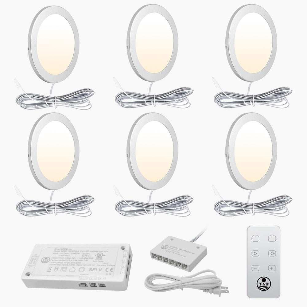 PL07 12V 3W CCT Tunable LED Panel Light 2700K to 6500K with Wireless Touch Sensor Switch for Counter Display Cabinet and Living Room