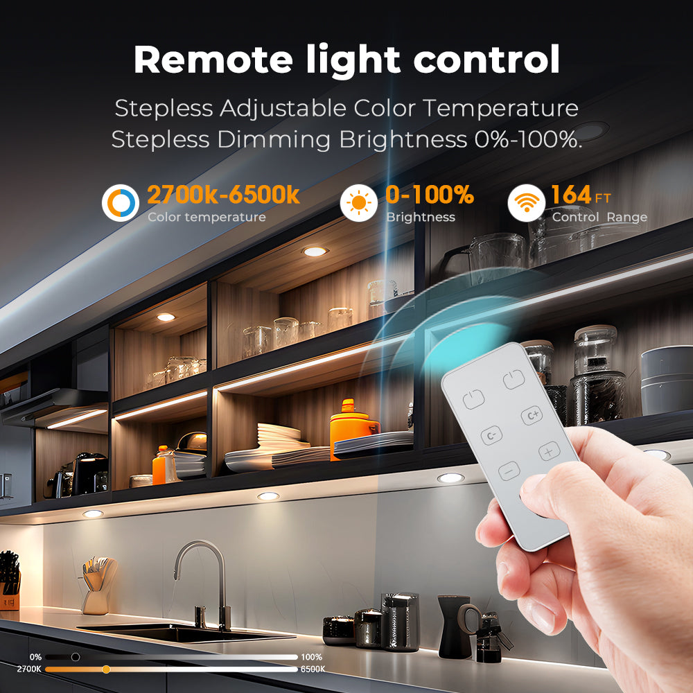 PL07 12V 3W CCT Tunable LED Panel Light 2700K to 6500K with Wireless Touch Sensor Switch for Counter Display Cabinet and Living Room