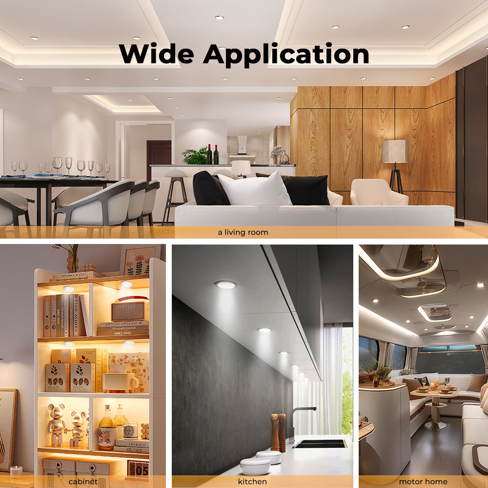 PL07 12V 3W CCT Tunable LED Panel Light 2700K to 6500K with Wireless Touch Sensor Switch for Counter Display Cabinet and Living Room