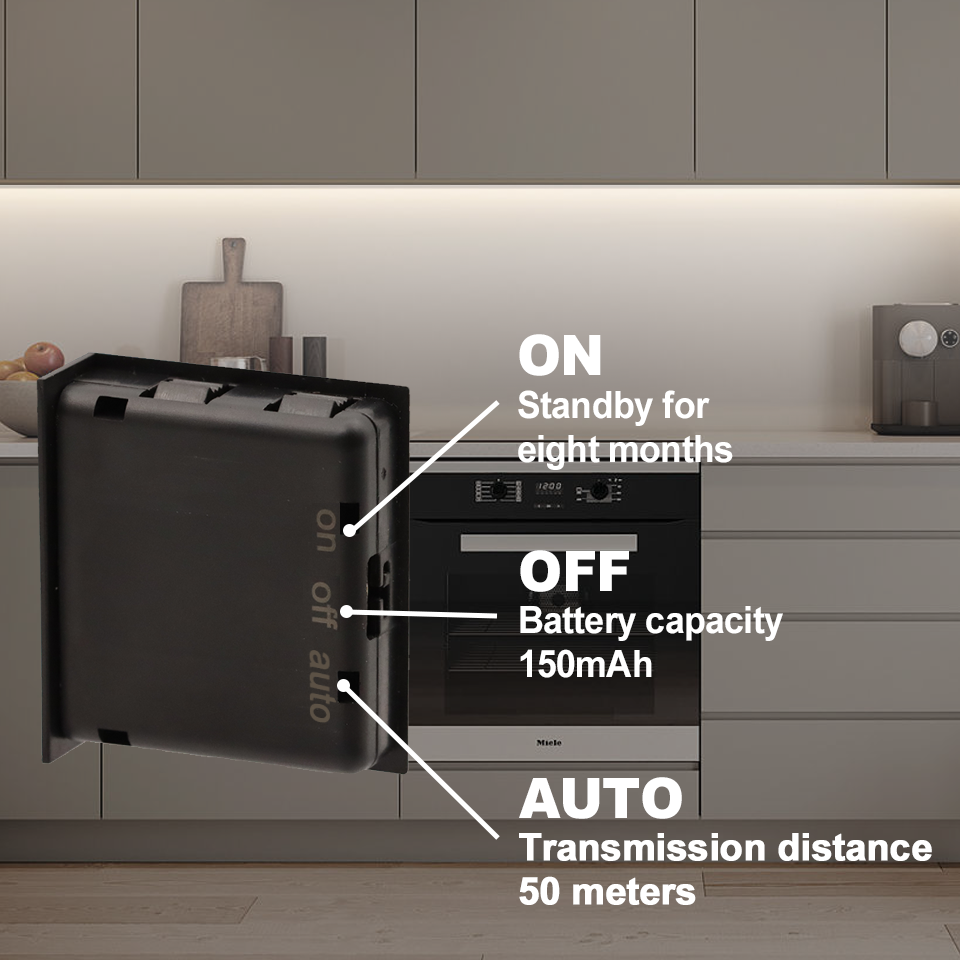 PR12 Black DC5V Wireless PIR Sensor Switch With Wireless Receiver for Closet Light Under Cabinets Counters Wardrobes
