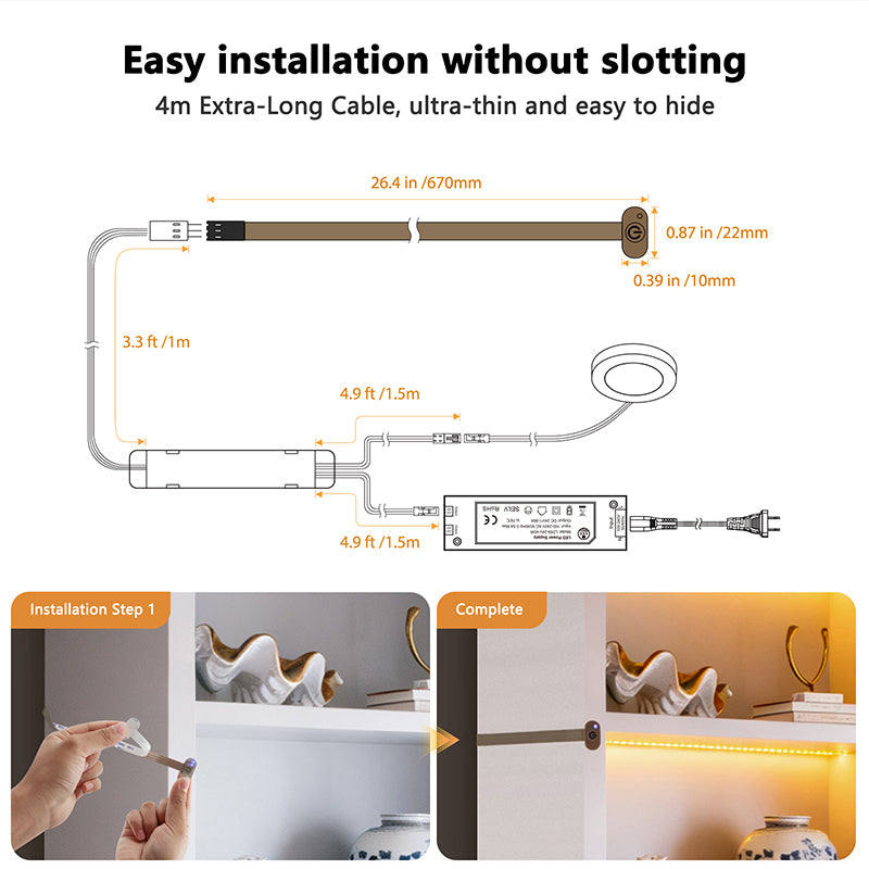 TS34 Dimmable Switch For Cabinet Lightig 60W/12V 120W/24V