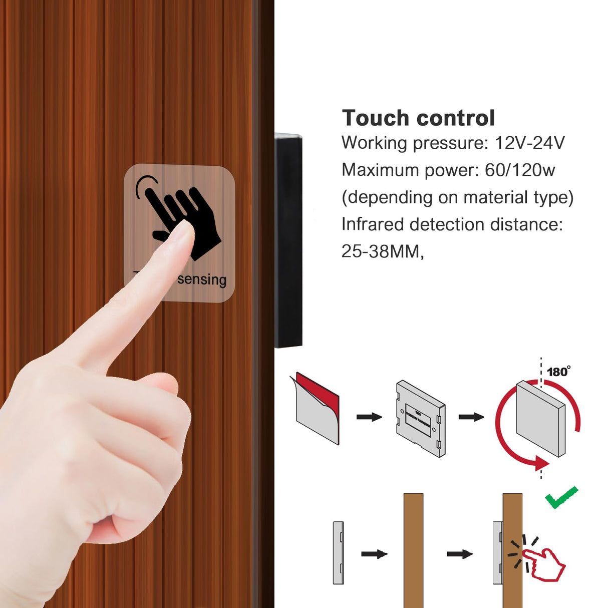 15 PCS TS32 Dimmer Light Switch Concealed Touch Dimmer Switch (DC 12V 5A)