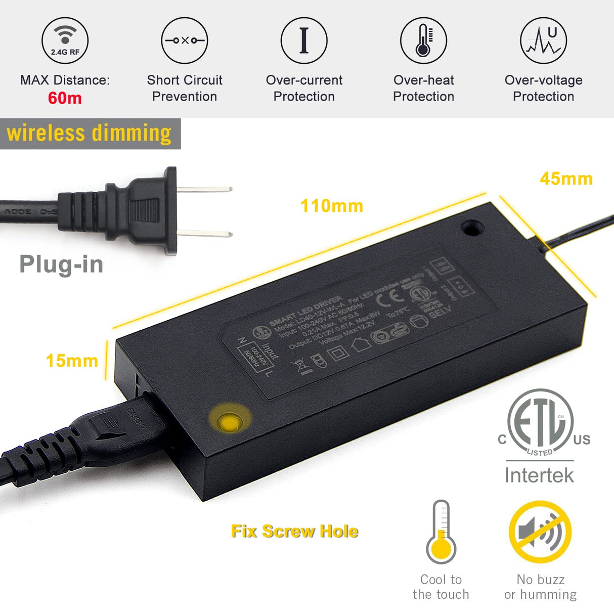 PL06 12V 3W Ultra-Thin Surface Mounted Puck Light 4000K with Handwave Sensor Switch for Reading Room Dining Room & Hallway