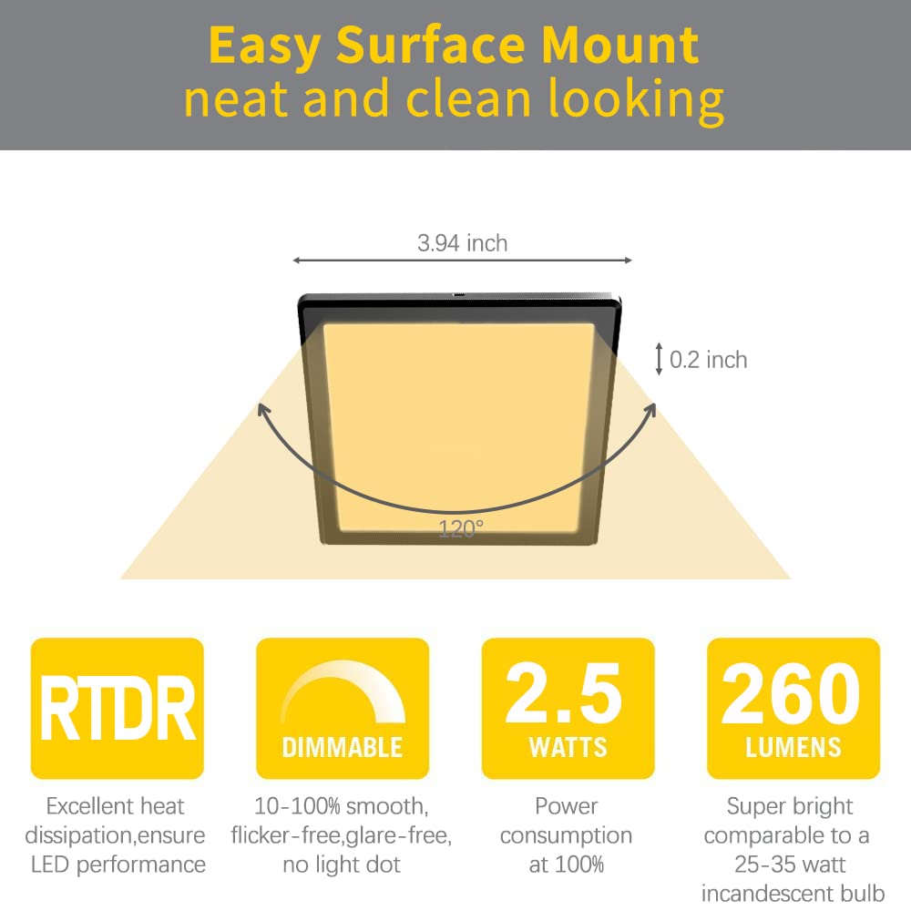 PL06 12V 3W Ultra-Thin Surface Mounted Puck Light 4000K with Handwave Sensor Switch for Reading Room Dining Room & Hallway